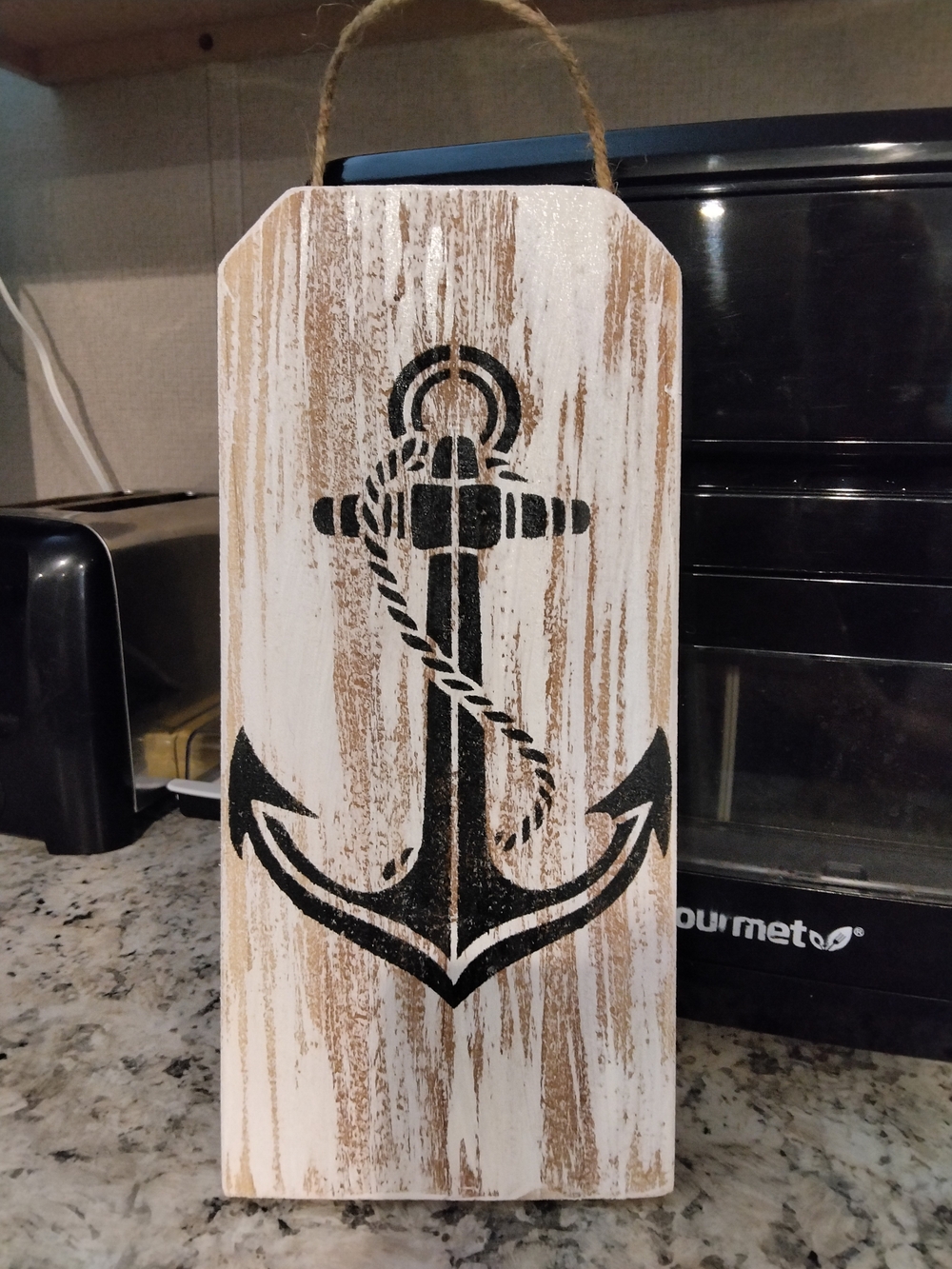 Rustic Anchor Wall Hanging - White and Brown Nautical Décor